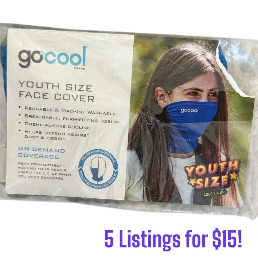 New Youth Gator Face Cover Ages 5+ By Go Cool New in packaging Blue
